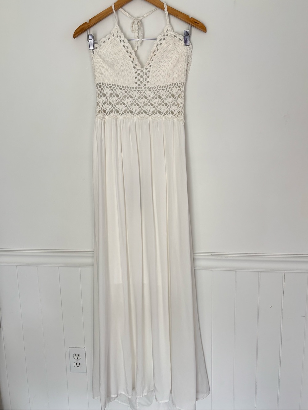 LILBETTER Women's Beach Crochet Backless Bohemian Halter Maxi Dress XL NEW - Picture 3 of 16
